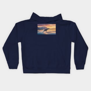 whale diving above the clouds Kids Hoodie